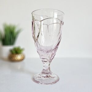Vintage Noritake 1985 Sweet Swirl Clear Pink Water Goblet Iced Tea Glass